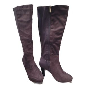 Lane Bryant Brown Faux Suede Knee High Heeled Boots Size 9